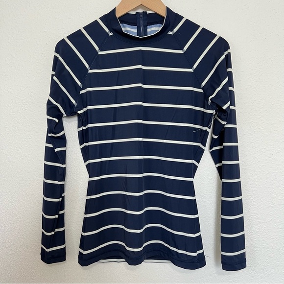 J. Crew Factory Women’s Mock Neck Long Sleeve Sleeve Rashguard Top Navy Medium - Picture 1 of 11